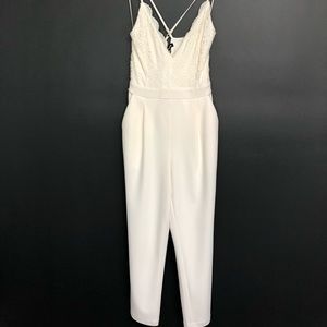 White (off white) lace top jumpsuit